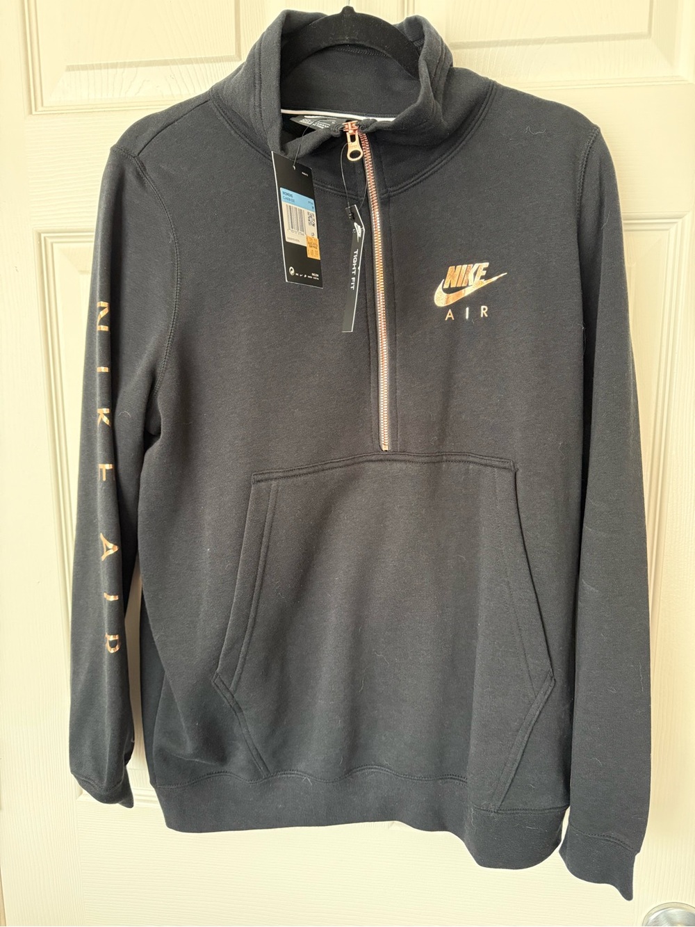 Nike Air Black Half-Zip Hoodie with Rose Gold accents & Zipper